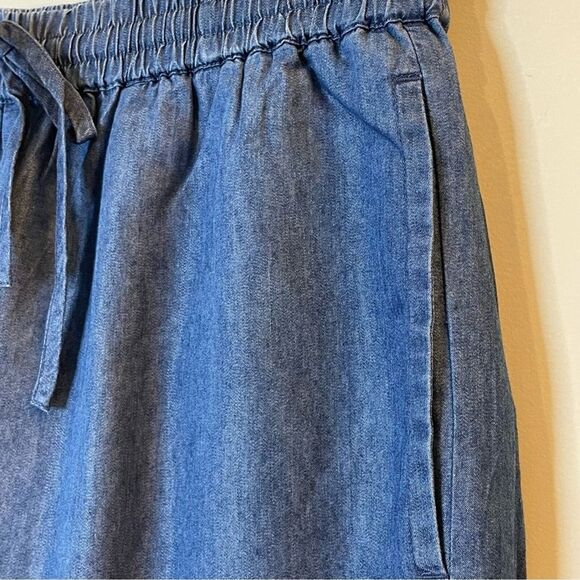 Whistles Lucy Chambray Barrel Trouser Tapered Pants Trip Cotton Blue 12 US NWT - Picture 4 of 13